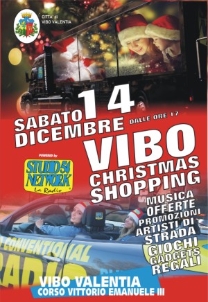 E' Vibo Christmas Shopping, su Corso Vittorio Emanuele III a Vibo Valentia.  Un pomeriggio tutto dedicato allo Shopping Natalizio, con Studio54network e tanti artisti di strada! 